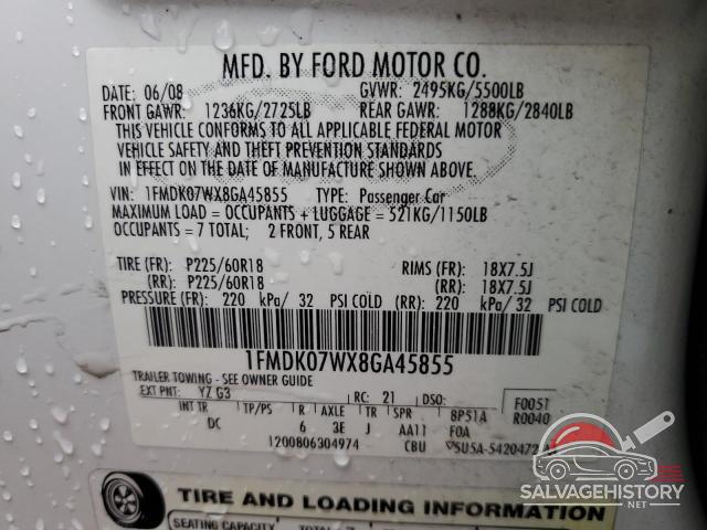 1FMDK07WX8GA45855 2008 FORD TAURUS photo no. 12