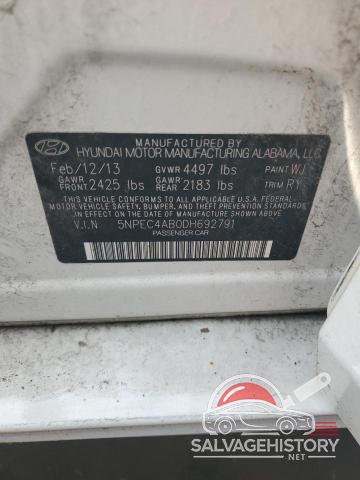 5NPEC4AB0DH692791 2013 HYUNDAI SONATA photo no. 13