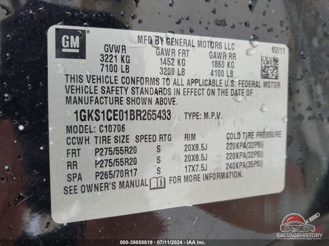 1GKFC032X9R135904 2009 GMC YUKON photo no. 9