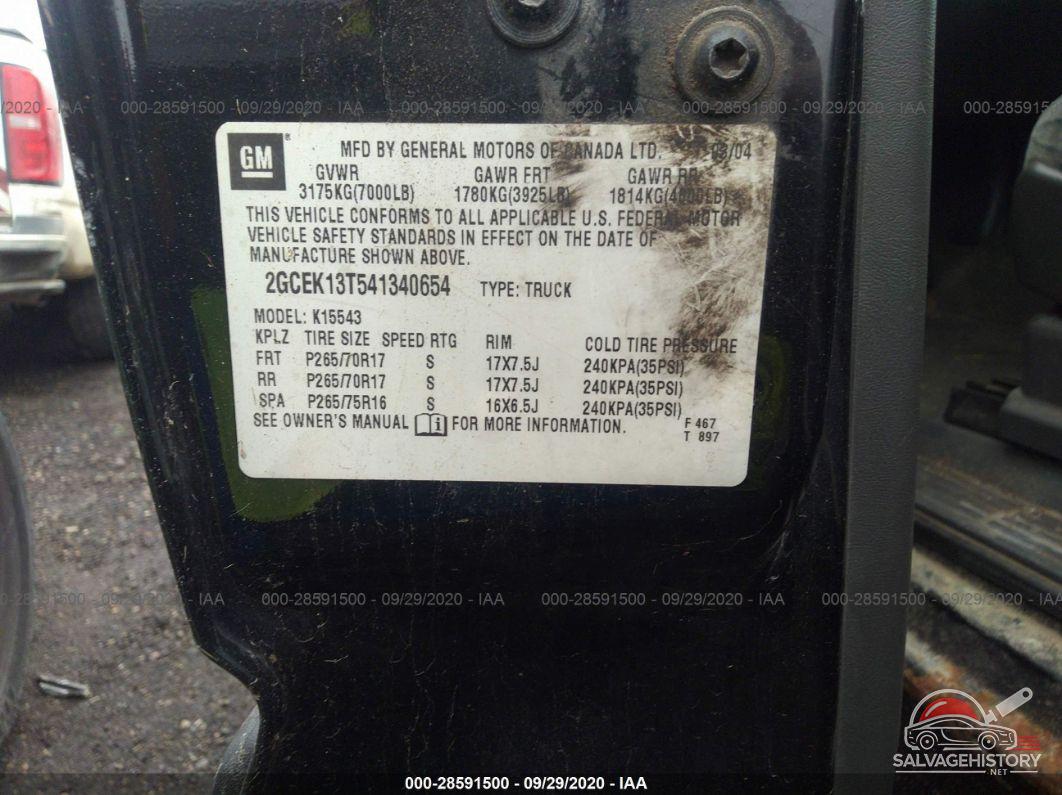 2GCEK13T541340654 2004 CHEVROLET SILVERADO 1500 CREW CAB photo no. 9