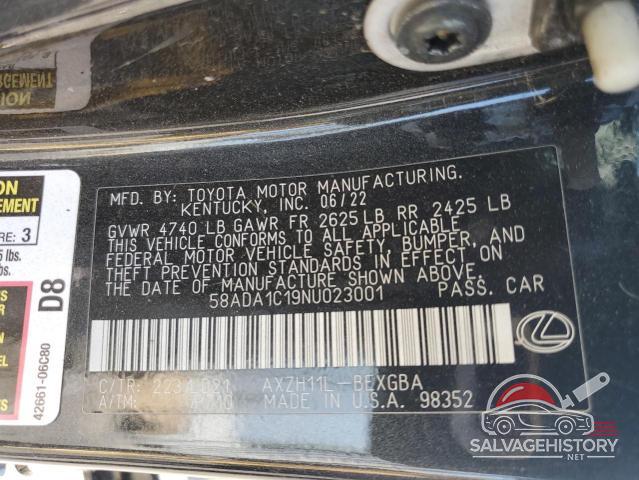 58ADA1C19NU023001 2022 LEXUS ES300 photo no. 12