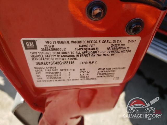 3GNEC13T42G122116 2002 CHEVROLET AVALANCHE photo no. 12