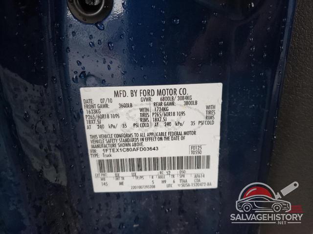 1FTEX1C80AFD03643 2010 FORD F-150 photo no. 12