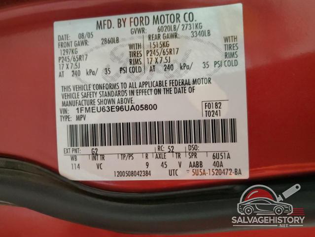 1FMEU63E96UA05800 2006 FORD EXPLORER photo no. 13
