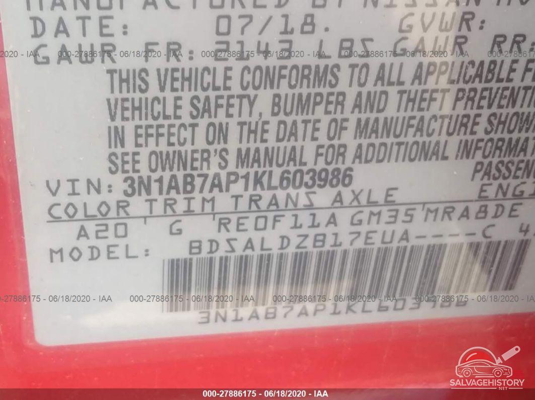 3N1AB7AP1KL603986 2019 NISSAN SENTRA photo no. 9