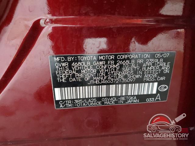 JTHBJ46G372135097 2007 LEXUS ES350 photo no. 13