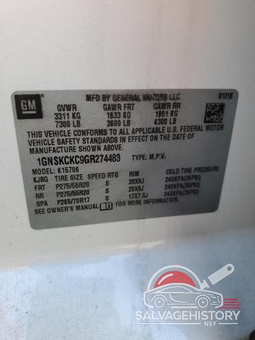 1GNSKCKC9GR274483 2016 CHEVROLET TAHOE photo no. 13