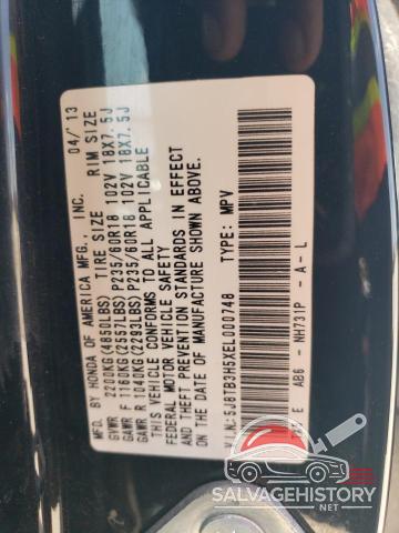 5J8TB3H5XEL000748 2014 ACURA RDX photo no. 12
