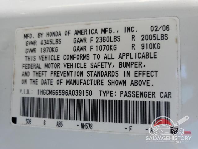 1HGCM66596A039150 2006 HONDA ACCORD photo no. 12