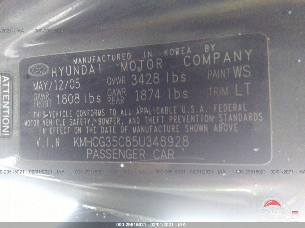 KMHCG35C85U348928 2005 HYUNDAI ACCENT photo no. 9