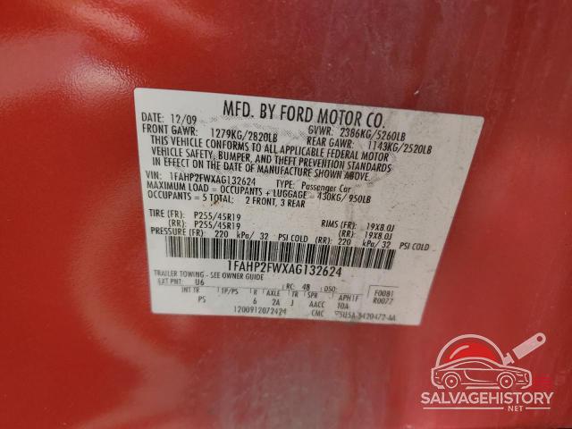 1FAHP2FWXAG132624 2010 FORD TAURUS photo no. 12