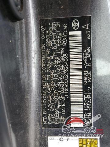 JTDKB20U273264265 2007 TOYOTA PRIUS photo no. 12