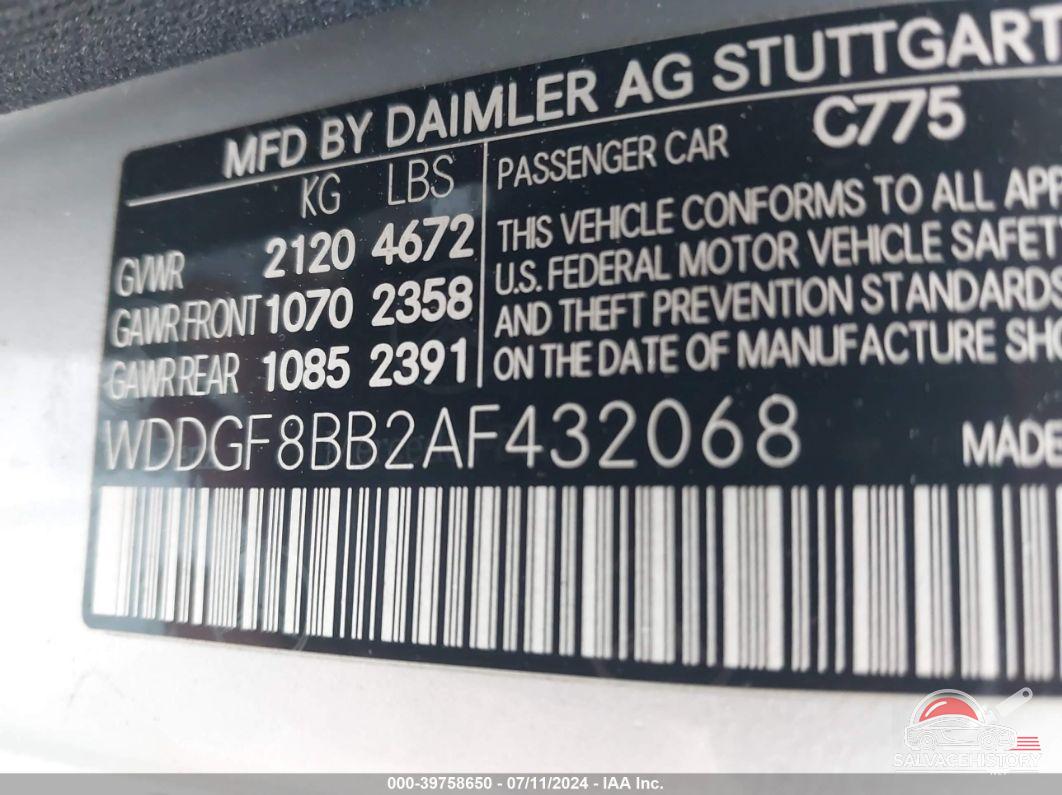WDDGF8BB2AF432068 2010 MERCEDES-BENZ C-CLASS photo no. 9