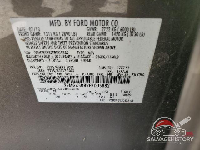2FMGK5B82EBD05882 2014 FORD FLEX photo no. 12