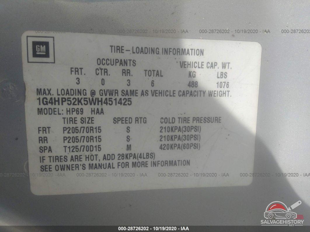 1G4HP52K5WH451425 1998 BUICK LESABRE photo no. 9