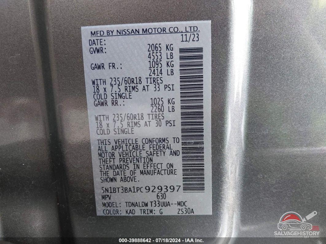 5N1BT3BA1PC929397 2023 NISSAN ROGUE photo no. 9