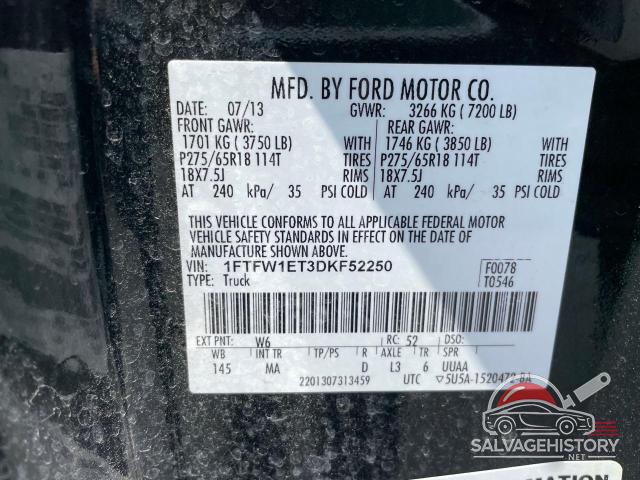 1FTFW1ET3DKF52250 2013 FORD F-150 photo no. 10