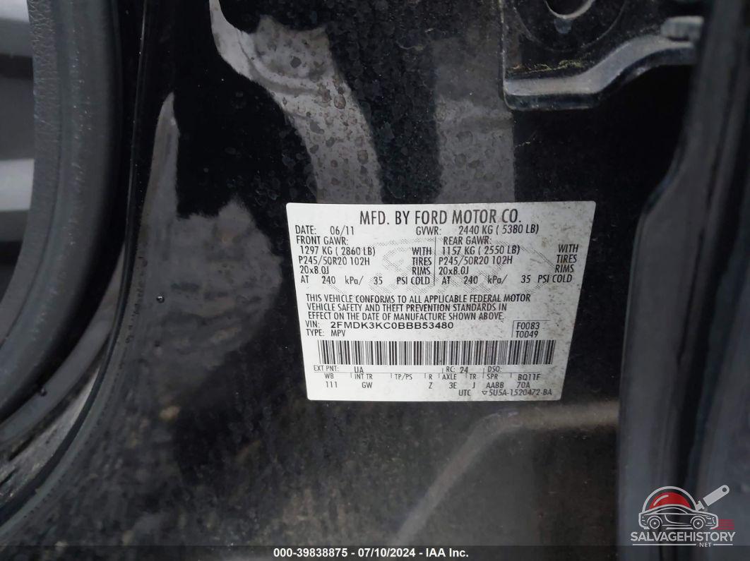 2FMDK3KC0BBB53480 2011 FORD EDGE photo no. 9
