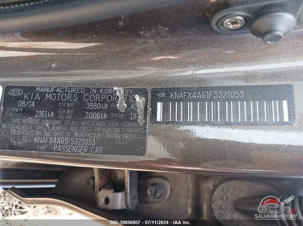 KNAFX4A61F5321053 2015 KIA FORTE photo no. 9
