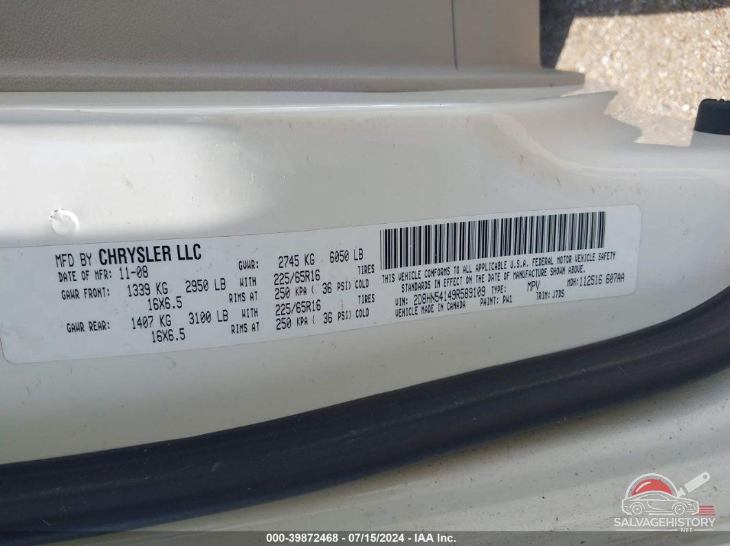 2D8HN54149R589109 2009 DODGE GRAND CARAVAN photo no. 9