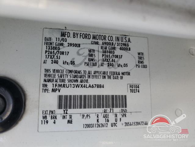 1FMRU13WX4LA67884 2004 FORD EXPEDITION photo no. 13