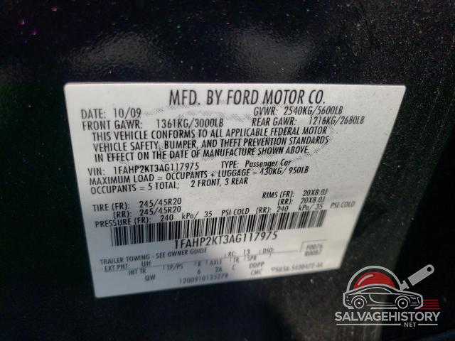 1FAHP2KT3AG117975 2010 FORD ALL Models photo no. 12