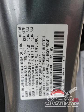 JHLRD78876C034204 2006 HONDA CRV photo no. 13