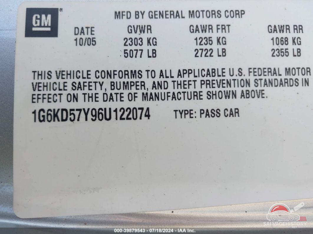 1G6KD57Y96U122074 2006 CADILLAC DTS photo no. 9