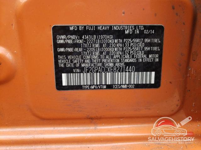 JF2GPACCXE8271440 2014 SUBARU XV photo no. 13