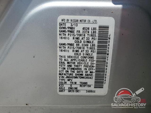 JN8AS5MV7DW636942 2013 NISSAN ROGUE photo no. 13
