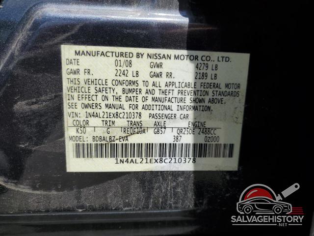 1N4AL21EX8C210378 2008 NISSAN ALTIMA photo no. 12