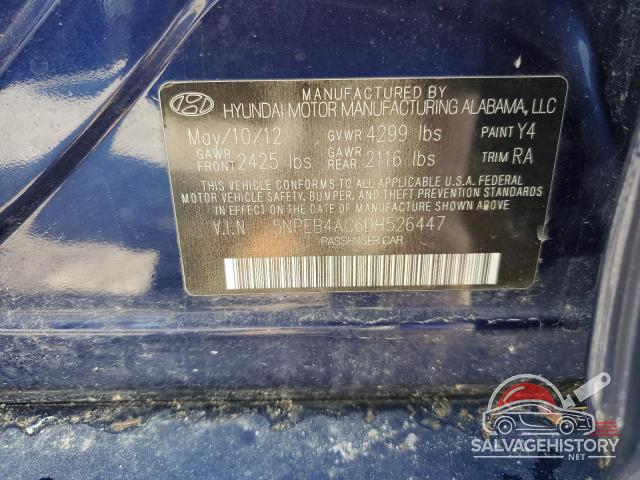 5NPEB4AC6DH526447 2013 HYUNDAI SONATA photo no. 12