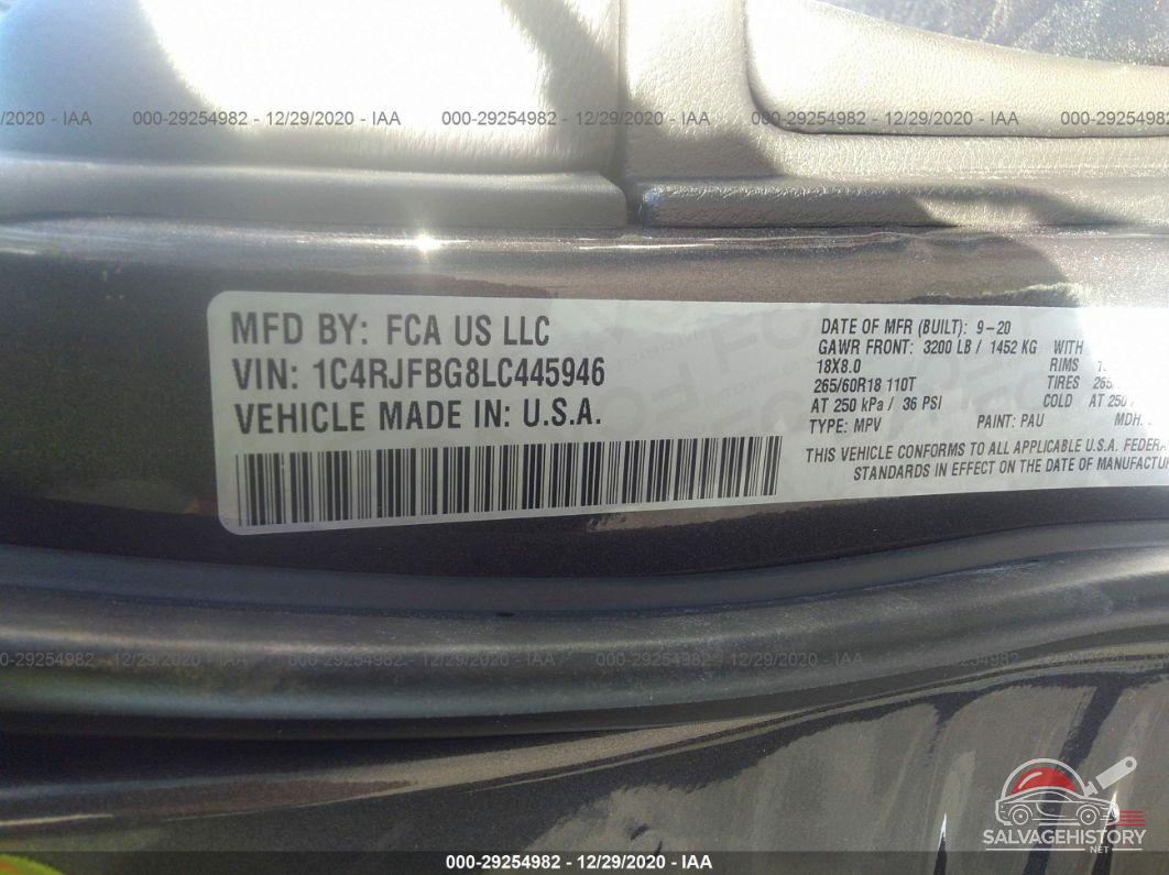 1C4RJFBG8LC445946 2020 JEEP GRAND CHEROKEE photo no. 9