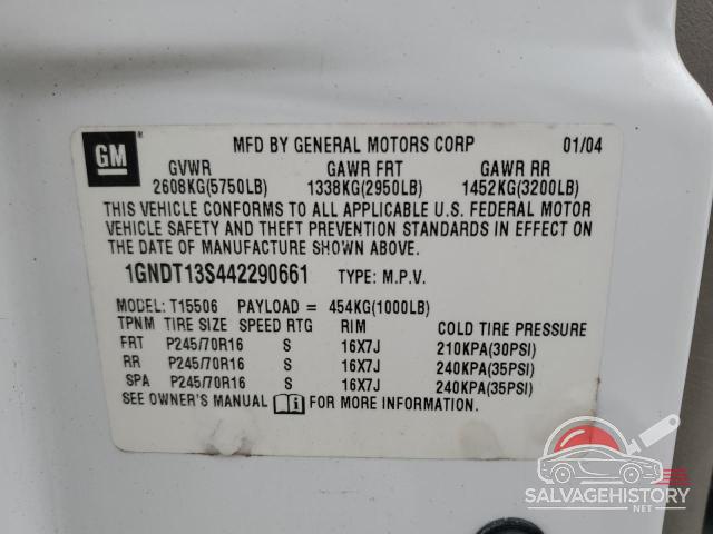 1GNDT13S442290661 2004 CHEVROLET TRAILBLZR photo no. 14