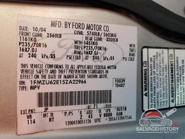 1FMZU62E15ZA22966 2005 FORD EXPLORER photo no. 13