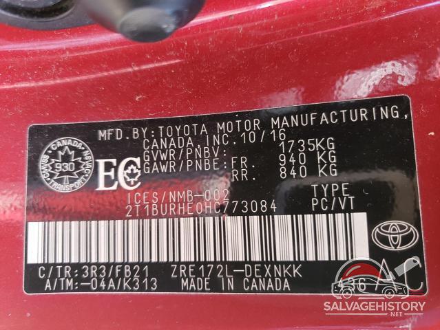 2T1BURHE0HC773084 2017 TOYOTA COROLLA photo no. 12