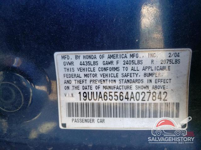 19UUA65564A027842 2004 ACURA TL photo no. 12