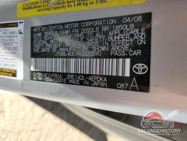 JTDBL40EX9J020590 2009 TOYOTA COROLLA photo no. 12