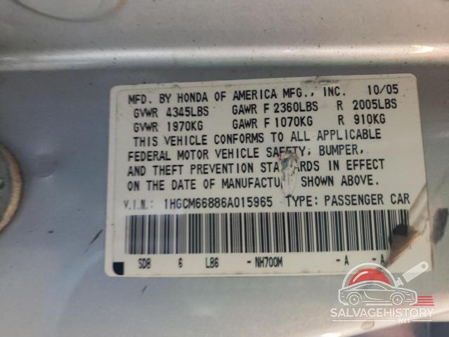1HGCM66886A015965 2006 HONDA ACCORD photo no. 13