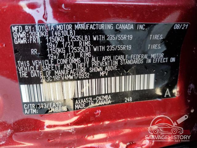 2T3C1RFV4MW170932 2021 TOYOTA RAV4 photo no. 12