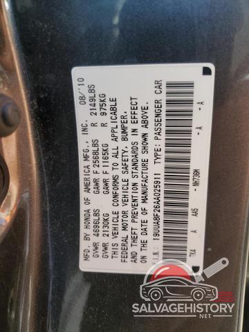 19UUA8F26AA025911 2010 ACURA TL photo no. 12