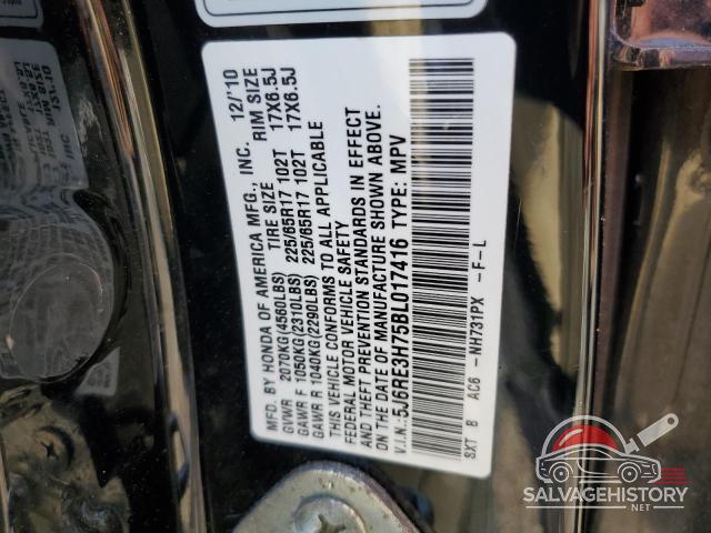 5J6RE3H75BL017416 2011 HONDA CRV photo no. 13