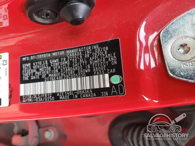 2T1GE40E29C005030 2009 TOYOTA COROLLA photo no. 13