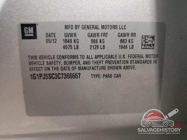1G1PJ5SC3C7366667 2012 CHEVROLET CRUZE photo no. 12
