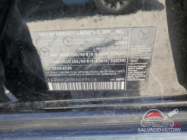4JGBB8GB8BA669604 2011 MERCEDES-BENZ M-CLASS photo no. 13