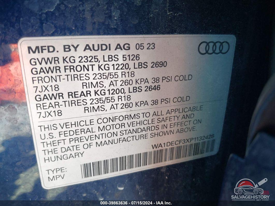 WA1DECF3XP1132428 2023 AUDI Q3 photo no. 9