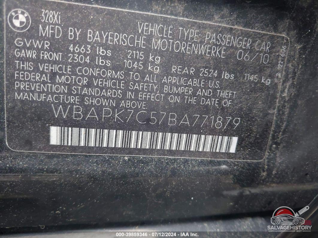 WBAPK7C57BA771879 2011 BMW 328I photo no. 9