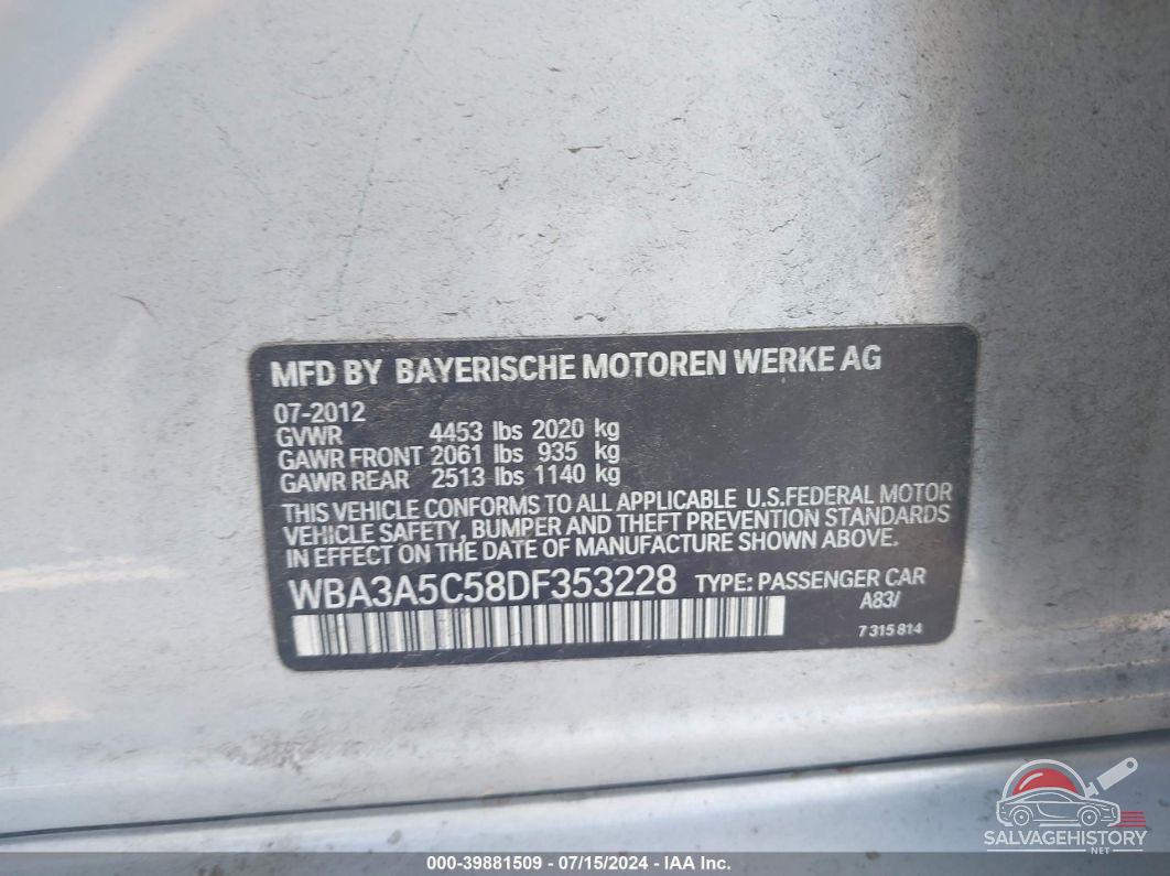 WBA3A5C58DF353228 2013 BMW 328I photo no. 9