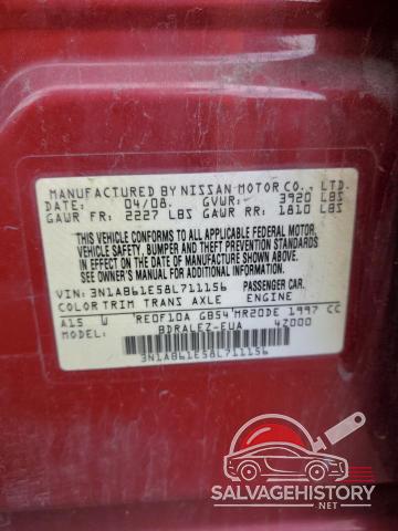 3N1AB61E58L711156 2008 NISSAN SENTRA photo no. 12