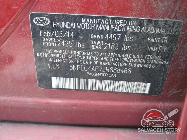 5NPEC4AB7EH888468 2014 HYUNDAI SONATA photo no. 13